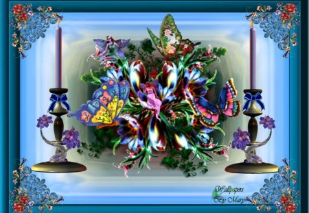 Flower Fairies - flowers, fairies, butterflies, fairy, candles