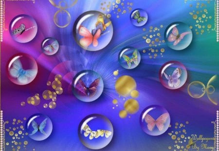 Flutterbys - bubbles, butterfly, insects, butterflies