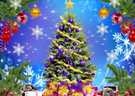 ღ.Abundant of Christmas.ღ - winter, snowflakes, gifts, balls, stars, christmas, holiday, ornaments, xmas trees, decorations, xmas