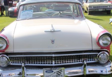 1955 Ford Fairlane - white, red, headlights, ford, grills, photography