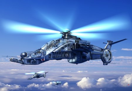 machine of future - future, helicopter, machine, flies