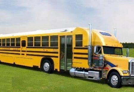 Bus Tranformer - bus, yellow, long, truck