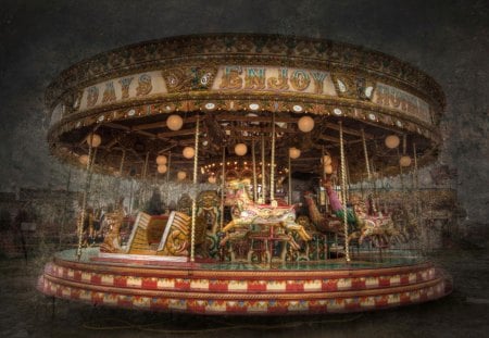 Fantasy Carousel - carousel, fantasy, horses, lights