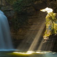 amazing cavern with waterfall