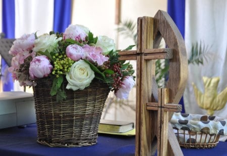 à¹‘â™¥à¹‘ Follow Your Bliss à¹‘â™¥à¹‘ - roses, easter, basket, white, cross, forever, faith, protection, love, fresh, scented, light, christmas, nature, pink peonies, beautiful, deep blue, believe, flowers, holy bible