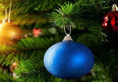 blue bulb - christmas, bulb, blue, tree