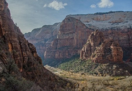 Zion National Park - nature, grand, cool, mountain, clouds, dirt, green, clay