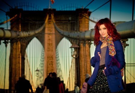 Susan Coffey - new york, coffey, susan, redhead, pretty, brooklyn bridge