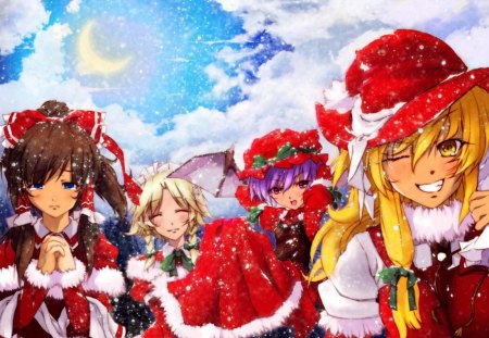 Christmas in anime style - anime, style, christmas, red