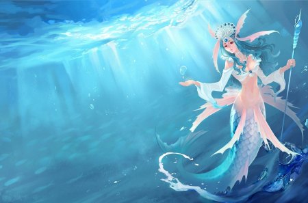 Mermaid - ocean, fantasy, mermaid, cg