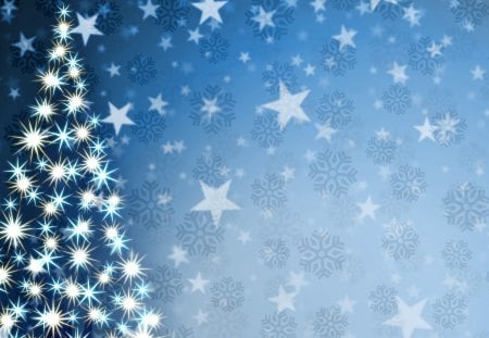 â‰ˆ Winter In Wonderland â‰ˆ - stars, winter, snowflakes, wonderful, sparkle, nature, white, christmas tree, wonderland, merry christmas, blue, beautiful, love forever