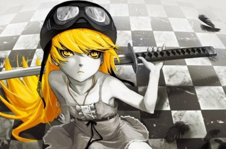 Oshino Shinobu - blonde, black, white, cant think of a fourth