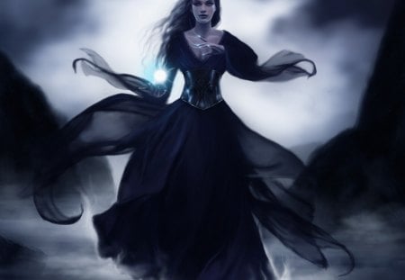 GHOSTLY GOTHIC - black, fantasy, ghost, dress, gothic, dark, wallpaper