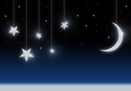 ***Starry Night*** - moon, xmas, night, stars