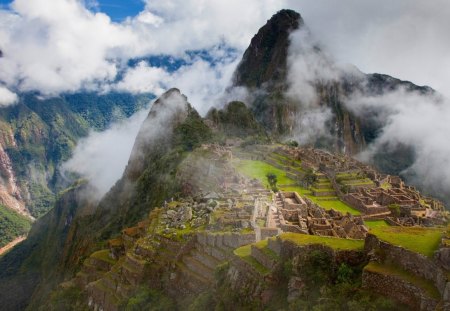 the great machu pichu - ancient, clouds, city, mountains, peaks