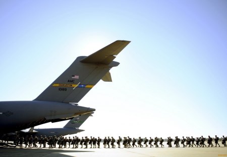 plane, skydiver, c-17, Boeing - plane, skydiver, boeing, c17