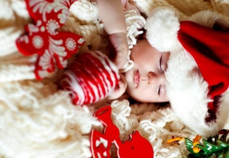 CHRISTMAS CUTENESS - sleep, costume, cute, toys, cap, baby