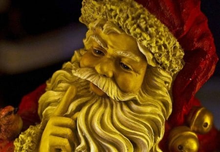 Santa Claus - winter, yellow, decoration, photo, bell, santa claus, christmas, white, red, owen byrne