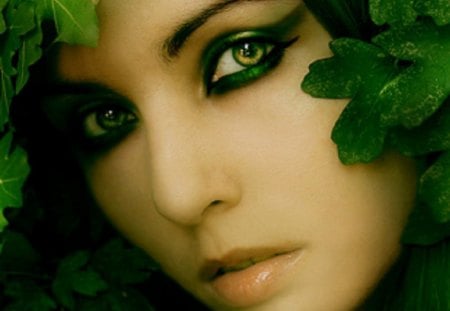 Nice green eyed girl - green, abstract, girl, fantasy