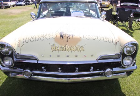 1957 Ford Lincoln - white, nickel, headlights, photography, ford, beige