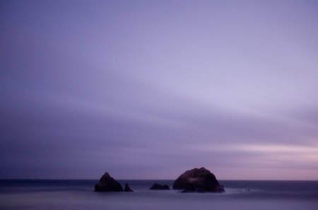 seal rocks in purple near san francisco - photo, purple, rocks, sea