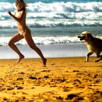 Girl running on beach