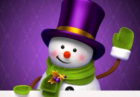 COOL BUDDY - new year, snowman, purple, hat, graphics, holiday, winter, christmas