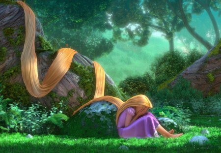 Tangled - movie, tangled, cartoon, hair