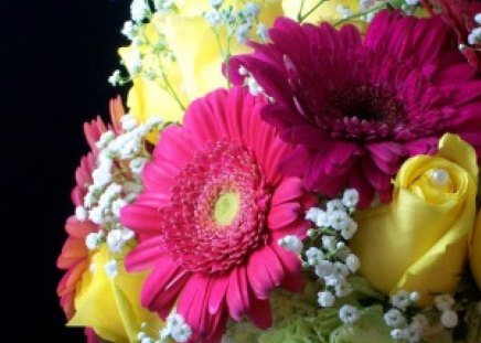 * Lovely flowers * - yellow rose, gerbera, petals, flowers, bouquet, rose