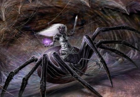 Spider Queen - monster, spider, cave, web