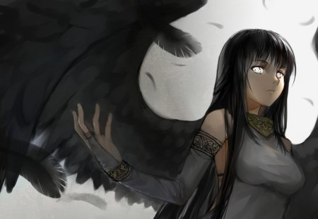 Morrighan - morrighan, female, angel, long hair, white eyes, mabinogi, wings, feathers, games, video games