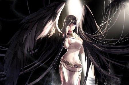 Morrighan - morrighan, white eyes, lone, angel, female, girl, wings, long hair, games, mabinogi, video games