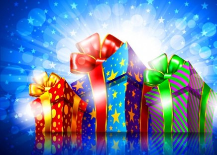 Have a bright and joyful Christmas - gifts, blue, gold, colors, christmas, purple, red, green, bright