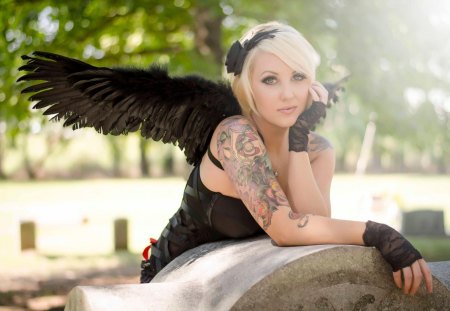 tattoo angel babe - heels, sexy, babe, legs