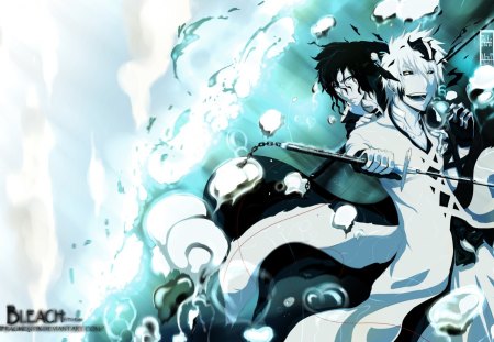 Zangetsu - anime, water, sword, liquid, zangetsu, duo, shirosaki hichigo, hollow ichigo, bleach, hichigo, zanpakutou