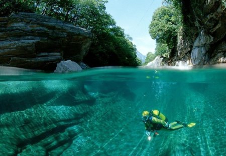 outstanding dive site - diving, nature, blue, mountain