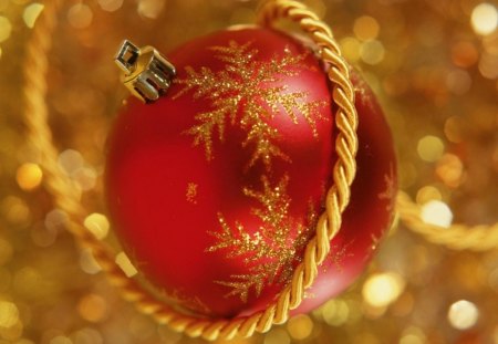 Christmas ball - christmas, gold, red, ball