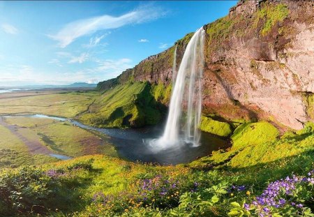 Seljalandsfoss-Waterfall-Iceland - picture, iceland, beautiful, waterfall, seljalandsfoss