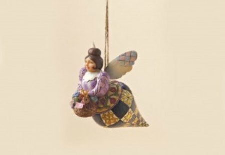 Bee ornament - purple, ornament, painted, bee, christmas, decoration, wings, fantasy, insect