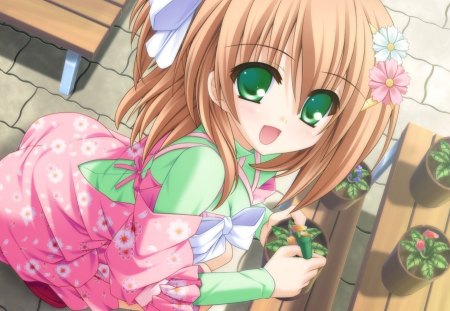 Eternal Etude Canvas 4 - Girl Flower Garden - anime, girl, original, flower