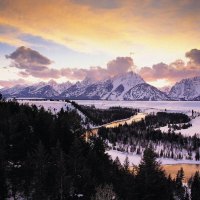 landscape of snowy mountains