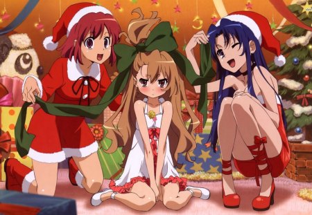 anime celebrate Christmas - christmas, hat, celebrate, anime