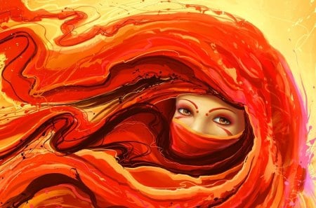 Red Fantasy - cg, red, fantasy, women