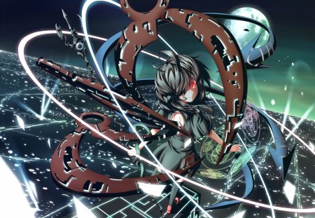 Nue Houjuu - scary, female, girl, nue, houjuu, black hair, futuristic, touhou, nue houjuu, short hair, black short hair