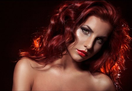 Red Hair - lips, red, woman, hair