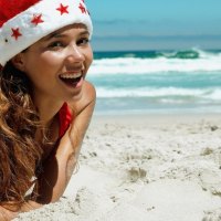 Santa's helper taking a break on the beach