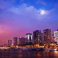 Paris View from Seines River at Twilight