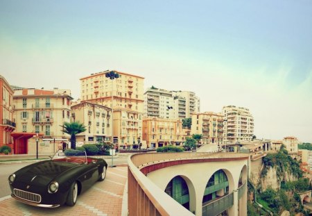 beautiful convertible in monte carlo - city, marina, car, overlook