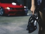 girl, car, shoes,