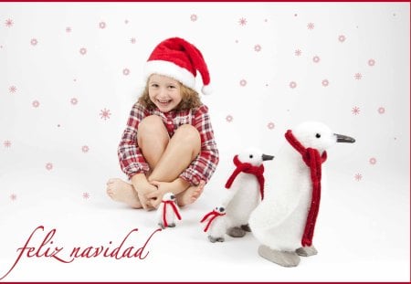 ~•♥•*•✿•*•♥•~ - winter, penguins, snowflakes, forever, santa hat, girl, love, pink, sweet, happy, family, smile, nature, red hat, merry christmas